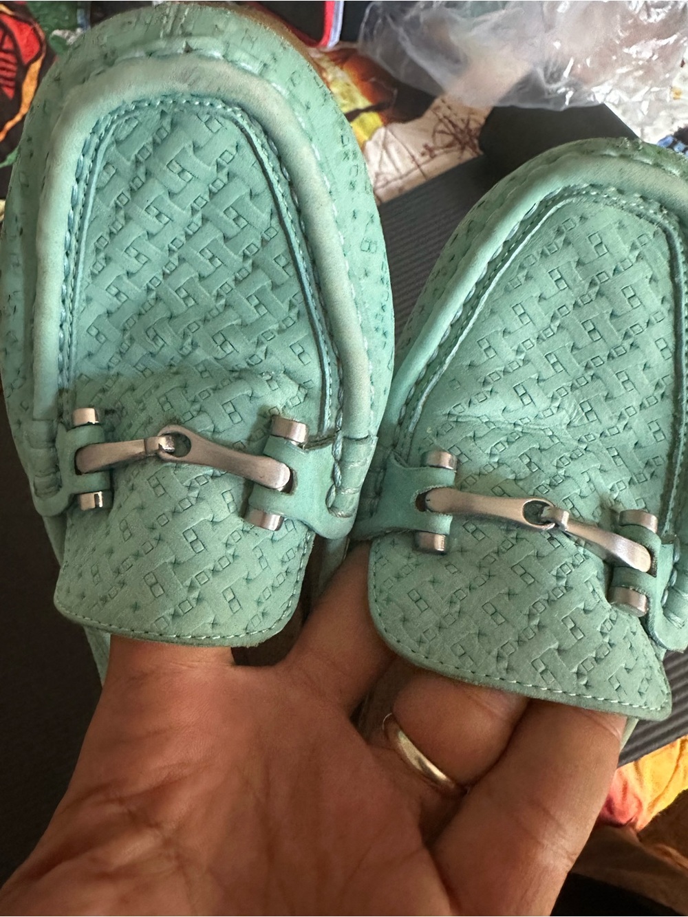 Kids Mint Green Slip-On Loafers